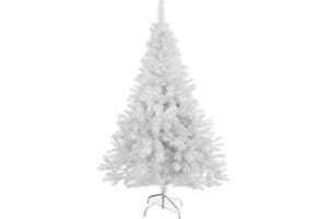 Homewit künstliche Weihnachtsbaum 150 cm (Ø ca. 75 cm), künstliche weiße Tannenbaum mit 420 Zweige, abziehbar zusammenklappbar und schwer entflammbar, Weihnachtstanne mit Metall Ständer (Ø ca. 35 cm)
