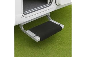 AUTOLIGHT 24 Wohnmobil Trittstufen Fußmatte – Teppich für Wohnwagen & Camper – Wetterfest & rutschfest – Trittstufenmatte 430x370 mm mit Spannfedern – Schwarz