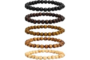 MILAKOO 5 pezzi 8mm Bracciale con perline di legno per uomo Bracciale Buddha elastico