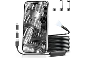 CHILEAD 1080HD Endoskopkamera Mit Licht, 16,4 Fuß schwarzes Kabel Halbstarre Endoskopkamera Handy, 8 mm / IP67 wasserdichte Inspektionskamera für iOS und Android