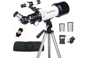 Dianfan Telescope,70mm Aperture Telescopes for Adults Astronomy,High Powered Travel Portable Telescope for Kids & Beginners,Professional Refractor Telescopes with Tripod,Phone Adapter and Bag