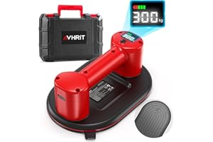 Avhrit Ventosas Eléctricas para Cristal y Azulejos - Carga Máxima 300 kg - Bombeo Automático, Pantalla LCD e Batería Interna de 3600 mAh - Ideal para Levantar Vidrios Grandes, Granito y Metal(24 cm)