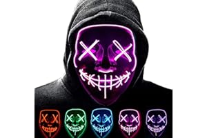 ALINILA Mascaras Carnaval de Terror LED MáScara Luminosa,Purga Grimace Mask 3 Modos de Parpadeo Controlables y Diferentes,para DecoracióN de Disfraces de Fiesta de Carnival…
