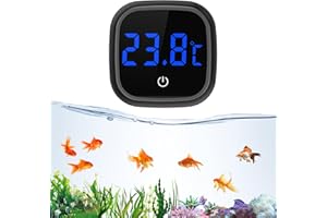 Brifit Thermomètre Aquarium Numérique, Mini Thermometre d'aquarium avec Ecran Tactile, Affichage LED, Thermomètre à eau sans Fil pour Marine, Eau Doucee, Aquarium, Noir