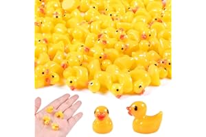 AUIRSHIKY Mini patos de resina, 100 unidades, minifiguras de patos en miniatura, miniatura, patos en miniatura, mini patos de resina para manualidades, decoración de micro paisajes, entregas (amarillo)