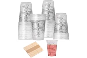 VIQIHEOE 50 Gobelets Doseurs en Résine Époxy, 240 ml Godet de Mélange de Peinture, Gobelets Mélangeurs Gradués, Petit Tasses a Mesurer de Peinture, pour Pigments, Mélange de Résine(Réutilisable)