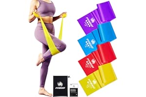 FitBeast Set di 4 fasce terrestri da 2 m, con 4 fasce da ginnastica, con borsa per il trasporto e istruzioni per l'esercizio, fascia per fitness, pilates, yoga, allenamento con