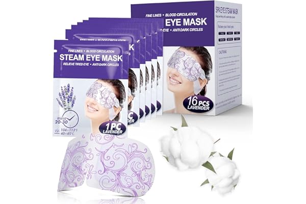 Masque Chaud yeux 16pcs Masque oculaire chauffant, Masque yeux vapeur sans parfum pour la relaxation et la fatigue oculaire,compresse chaude masque pour les yeux jetable - Lavender)