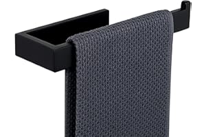 Sayayo Hand Towel Holder 24CM Towel Rail Wall Mounted, SUS304 Stainless Steel Black Towel Ring for Bathroom Kitchen, with Drilling