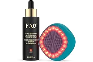 FAQ 301 Masajeador cuero cabelludo con sérum probiótico, Centella asiática, trébol rojo para fortalecer, recuperar y estimular crecimiento de cabello grueso y fuerte – 60 ml