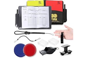 XSYKJGS Kit Arbitro Futbol, Juego de Tarjetas de Árbitro de Fútbol con Papel de PVC Amarillo-Rojo, Cordón de Silbato, Cordón Corto, Clip Doble y Bolsillo para Partidos de Fútbol Deporte Escolar
