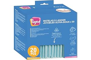 Tigex Protections Jetables pour Matelas à Langer, Blanc/Bleu, Lot de 20
