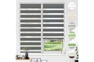 HOMEDEMO Store Enrouleur Jour Nuit sans Perçage, Double Tissu avec Clips, Rideau Occultant pour Fenêtre & Porte, 45 x 150 cm (Largeur du Tissu 41 cm), Anthracite