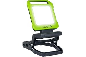Luceco LED Inspection Work Light with Folding Clamp and USB Power Bank, Rechargeable, 2 Light Modes, Stand and Carry Handle, Rotating, IK07, 10W, 1000lm, 6500K, LILC10G65