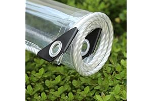 FENGSHOUU wasserdichte Transparente PVC Plane mit Ösen,Wetterfeste Plane Strapazierfähige Vordächer Faltbar,0,35mm Regenschutz Abdeckplane für Gartenmöbel Pflanzen Gewächshaus Pet Hutch Dach