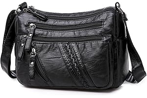 ANPTER Cross Body Bag Women Soft PU Leather Shoulder Handbag Multi Pocket Side Messenger Bag with Adjustable Strap for Ladies