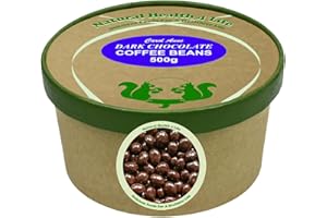 Natural Health 4 Life Carol Anne Confectionery Dark Chocolate Coffee Beans 500g, Chocolate Covered Coffee Beans in Recyclable Tub, 5.4g Protein per 100g, Vegetarian Snack for Refilling (1 Tub)
