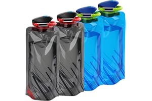 VIEVRE Składane butelki na napoje, 4 sztuki, wielokrotnego użytku, nie zawiera BPA, składane butelki na napoje, na festiwale, wędrówki, podróże, przygody, festiwale, akcesoria (kolor czarny +