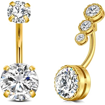 Piercing Ombelico In Acciaio Chirurgico – 3 Pezzi Da 14G, Lunghezza 10mm, Anello Pancia Con Farfalla, Cuore, CZ, Per Donne E Uomini