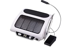 Torno para Uñas Profesional 30000 RPM, AZ GOGO Velocidad Ajustable Lima de Uñas Eléctrica, Aspirador, Pedal y Pantalla LED, Manicura y Pedicura Pulidor Eléctrico Ideal para Salón de Belleza y Casa