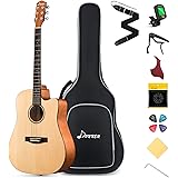 Donner Acoustic Guitar Full Size 4/4 Beginner Set Acoustic Guitar 41 Inch Cutaway Guitar Starter Dreadnought Kit with Gig Bag