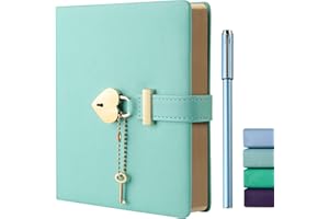 ZXHQ Agenda avec serrure en forme de cœur avec clé, transmet l'amour et l'affection, journal intime avec serrure pour filles et femmes, B6 (19,1 x 14 cm) Vert gazon