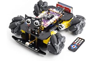 Adeept Mecanum Wheel Smart Car Kit (compatibile con Arduino IDE), Line Tracking, Light Tracing, Ostacle Avoidance, Servomotore, Display OLED, Buzzer, LED Dot Matrix Display