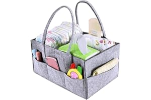 GENERIC Sac de rangement pliable en feutre, compartiments interchangeables boîte à couches panier en feutre organisateur de table à langer pour chambre d'enfant, mère, nouveau-né, enfant, couche