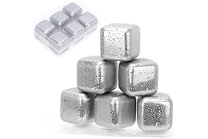 INCNMAD Cubetti di Ghiaccio in Acciaio Inossidabile 6 Pezzi Ghiaccio Gel Riutilizzabile Pietre per Whisky Ice Cubes, per Ocktail Vino Succo di Frutta o Limonata