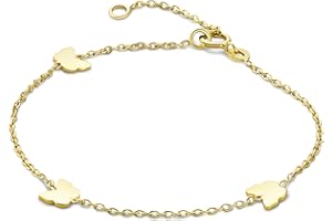 Miore Kids pulsera infantil con 3 mariposas en oro amarillo 375, longitud 14 cm (12 cm + 2 cm de extensión)
