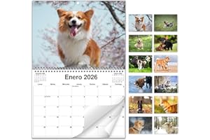 AEYAKA Calendario de Pared 2026 de Perros – Fotos de Perros Adorables, Formato A3 Abierto, Organizador Familiar y de Oficina, Regalo Ideal para Amantes de los Perros Español