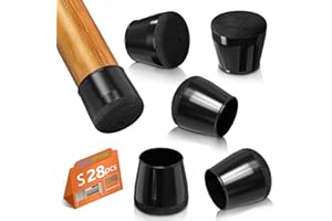 28Pcs Chair Floor Leg Protectors, BAIPOK Silicon Chair Leg Caps for Hardwood Floors, Furniture Feet Protectors With Stronger Felt Pads, Black(23-28mm)