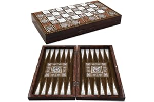 STAR OYUN ALETLERI Staroyun 1020128 Backgammon-Spiel, massives Perlmutt, 25 x 48 x 7 cm