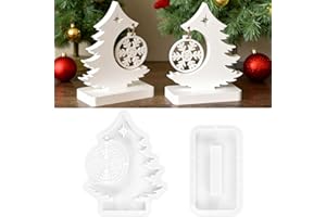 ZOUWEL Silikonform Weihnachten, 2 Stück Silikonformen Gießformen Weihnachten, Weihnachtsbaum Silikonform mit Schneeflockenanhänger(Mit Sockel) (Schneeflockenform)