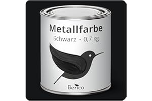 Berico Metallfarbe - Schwarz - 0,7 Kg - 4in1 Premium Metallschutzlack - Direkt auf Rost - Für Stahl, Zink, Aluminium, Kupfer und Eisen