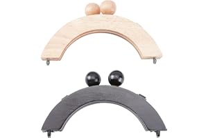 WADORN 2 couleurs en Bois Sac à Main Fermoir Cadre Sac Baiser Fermoir Serrure Porte-Monnaie Boule de Remorquage Baiser Fermoir Embrayage Cadre Sac à Main Poignée avec Vis en Fer