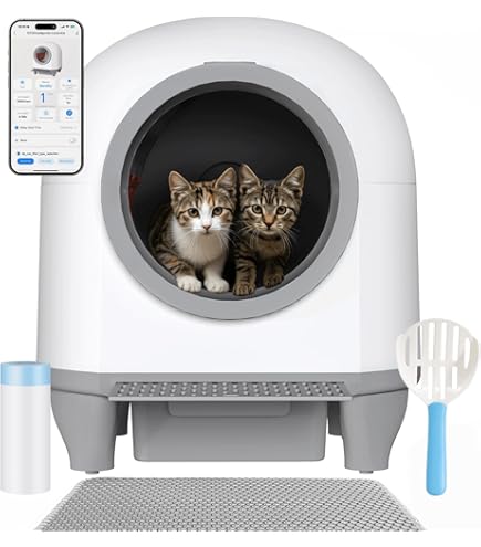 LeadGoods Zelfreinigende kattenbak, geen vastzittende katten, 10 sensoren, app-bediening LeadGoods Zelfreinigende kattenbak, geen vastzittende katten, 10 sensoren, app-bediening