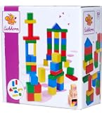Goki Bausteine Set Aus Buchenholz, 50 Bunte Bauklötze Mit Baumwollbeutel - Spielzeug Ab 2 Jahre