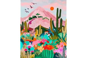 TISHIRON Chaîne de montagne Peinture par numéros pour enfants Cactus Acrylique pour adultes débutants Kit de peinture murale pour la maison, le salon, la chambre à coucher Décoration