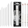 INelihoo 3 Crayons Charbon Blanc Professionnels – Surligneurs Esquisse Dessin, Mine 4 Mm Non Toxique, Idéal Papier Foncé Pastel
