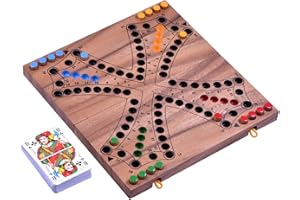 LOGOPLAY Tock pour 4 joueurs - Jeu de société avec cartes à jouer - Jeu de société en bois avec plateau de jeu pliable