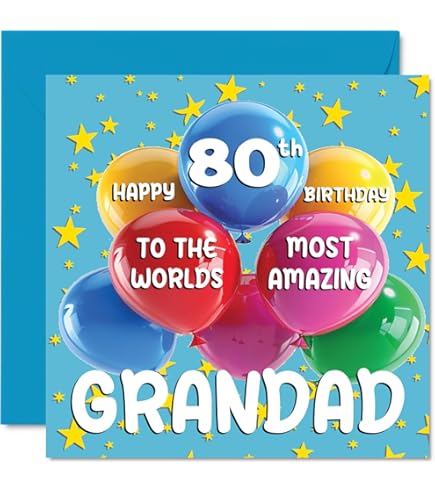 Jonny Javelin Dad 80th Birthday Card - Beer Presents Balloon Silver Foil 9x6.25