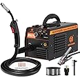 H HZXVOGEN 145A MIG Welder 110/220V Dual Voltage Welding Machine Gasless Flux Wire IGBT Inverter Portable Minin Welder Machine with Electrode Holder Cable Clamp
