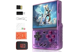 GÉNÉRIQUE Mi-Yoo Mini Plus Console Portable,3.5 inch IPS Screen avec 5500+ Jeux Classiques, Supporte Gamepad sans Fil, Carte 64G intégrée（Transparent Violet）