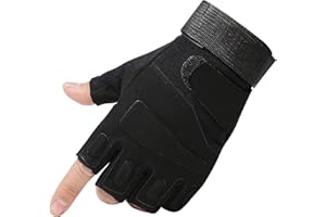 Anwlki Guanti tattici senza dita Mezza dito Guanti da uomo Airsoft per uomini e donne, guanti tattici senza dita per moto, bicicletta, caccia, escursionismo, sport all'aria aperta