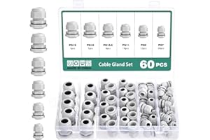 Faankiton 60 Pezzi Pressacavi Regolabili, Connettori Pressacavi Impermeabili, Pressacavo Impermeabile Nylon, Pressacavi Elettrici Impermeabili, Passacavo Impermeabile PG7/PG9/PG11/PG13.5/PG16/PG19