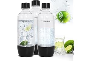 GEKUFA Soda Botellas de 1 l, Botellas de Soda para Hacer Soda, 3 Unidades, Sin BPA, Botellas de Repuesto de PET Reutilizables, Sodastarr para Gas de Agua