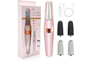 ONGNIUU Pedicure Elettrico, Rimuovi Calli Piedi Elettrico, Lima per Piedi e Talloni Elettrica, con 4 Testa di Macinazione, Attrezzo per la Cura dei Piedi Portatile, Elimina Calli e Pelle Morta（Rosa）
