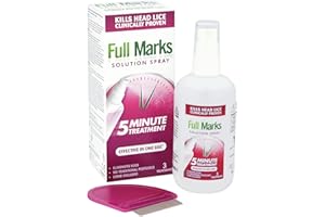 Full Marks Head Lice Solution Spray 150 ml - Fast & Effective Nit Treatment With Comb, Scalp Scrub, Prevention, Kills Nits, Easy Application, Safe For Kids, No Harsh Chemicals