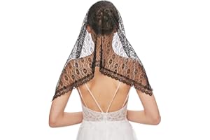 RUNRAYAY Velo mantiglia in pizzo nero, copricapo in stile spagnolo, foulard da chiesa cattolico morbido e confortevole per donne
